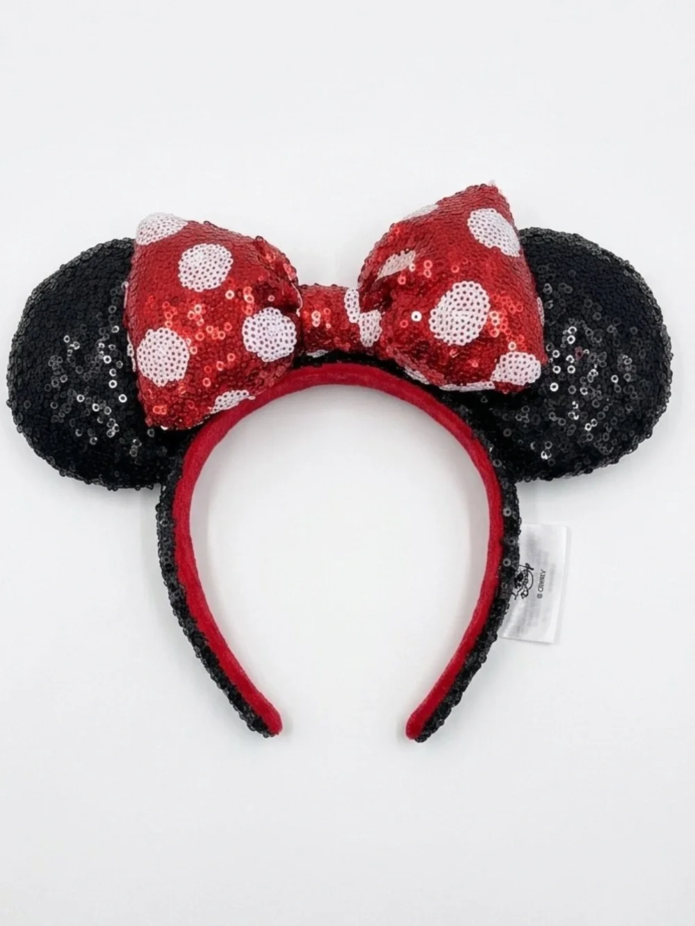 Classic Minnie Mouse Sequin Headband - Red Polka Dot Ears